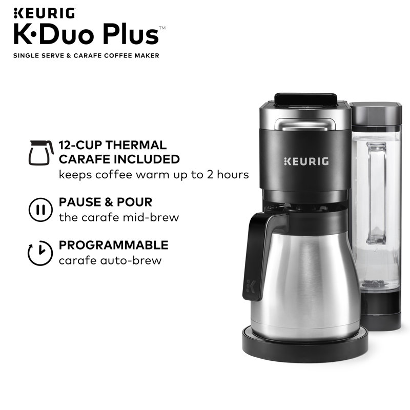 Keurig KDuo Plus Coffee Maker, with SingleServe KCup Pod, and 12 Cup